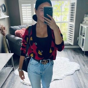 Cardigan XS / S multicolor patch print button up VERY SOFT